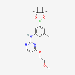 molecular formula C20H28BN3O4 B1466955 4-(2-methoxyethoxy)-N-[3-methyl-5-(4,4,5,5-tetramethyl-1,3,2-dioxaborolan-2-yl)phenyl]pyrimidin-2-amine CAS No. 1312535-40-2