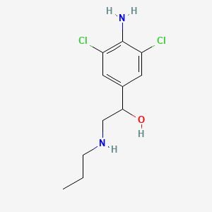 molecular formula C11H16Cl2N2O B14669690 4-Amino-3,5-dichloro-alpha-((propylamino)methyl)benzenemethanol CAS No. 38339-10-5