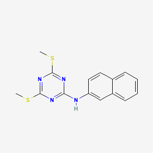 molecular formula C15H14N4S2 B14669770 4,6-Bis(methylsulfanyl)-N-(naphthalen-2-yl)-1,3,5-triazin-2-amine CAS No. 42460-12-8