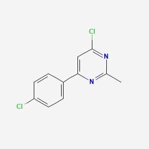 molecular formula C11H8Cl2N2 B1467005 4-Chloro-6-(4-chlorophenyl)-2-methylpyrimidine CAS No. 1354748-50-7