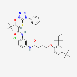 molecular formula C40H51ClN6O4S B14670181 Pentanamide, N-[5-[[4-[2,4-bis(1,1-dimethylpropyl)phenoxy]-1-oxobutyl]amino]-2-chlorophenyl]-4,4-dimethyl-3-oxo-2-[(1-phenyl-1H-tetrazol-5-yl)thio]- CAS No. 51599-32-7