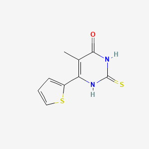 molecular formula C9H8N2OS2 B1467041 5-Methyl-2-sulfanylidene-6-(thiophen-2-yl)-1,2,3,4-tetrahydropyrimidin-4-one CAS No. 1479570-18-7
