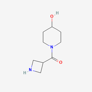 molecular formula C9H16N2O2 B1467052 1-(Azetidine-3-carbonyl)piperidin-4-ol CAS No. 1359971-12-2