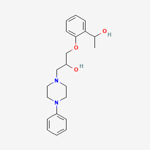 molecular formula C21H28N2O3 B14670637 1-Piperazineethanol, alpha-((o-(1-hydroxyethyl)phenoxy)methyl)-4-phenyl- CAS No. 49646-03-9