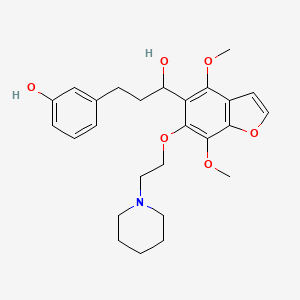 5-Benzofuranmethanol, 4,7-dimethoxy-alpha-(2-(3-hydroxyphenyl)ethyl)-6-(2-(1-piperidinyl)ethoxy)-