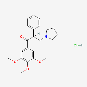 molecular formula C22H28ClNO4 B14671206 2-Phenyl-3-(1-pyrrolidinyl)-3',4',5'-trimethoxypropiophenone hydrochloride CAS No. 40281-32-1