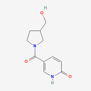 molecular formula C11H14N2O3 B1467221 (3-(Hydroxymethyl)pyrrolidin-1-yl)(6-hydroxypyridin-3-yl)methanone CAS No. 1248371-52-9