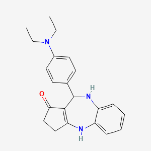 molecular formula C22H25N3O B1467260 10-[4-(diethylamino)phenyl]-3,4,9,10-tetrahydrobenzo[b]cyclopenta[e][1,4]diazepin-1(2H)-one CAS No. 1374509-51-9
