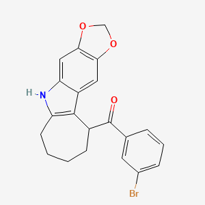 molecular formula C21H18BrNO3 B14672693 5-(3-Bromobenzoyl)-5,6,7,8,9,10-hexahydrocyclohepta(b)-1,3-dioxolo(4,5-f)indole CAS No. 50332-34-8