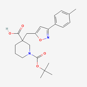molecular formula C22H28N2O5 B1467280 3-(3-p-Tolyl-isoxazol-5-ylmethyl)-piperidine-1,3-dicarboxylic acid 1-tert-butyl ester CAS No. 1361112-99-3