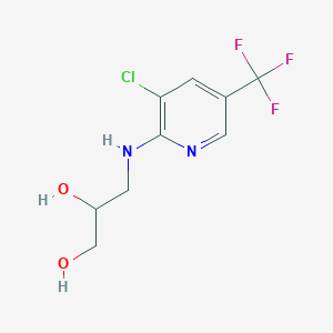 molecular formula C9H10ClF3N2O2 B1467306 3-{[3-Chloro-5-(trifluoromethyl)pyridin-2-yl]amino}propane-1,2-diol CAS No. 1393845-79-8