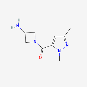 molecular formula C9H14N4O B1467309 1-(1,3-dimethyl-1H-pyrazole-5-carbonyl)azetidin-3-amine CAS No. 1495997-69-7