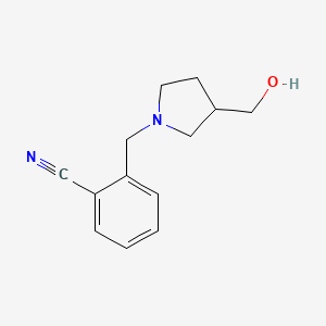 molecular formula C13H16N2O B1467311 2-{[3-(Hydroxymethyl)pyrrolidin-1-yl]methyl}benzonitrile CAS No. 1250668-91-7