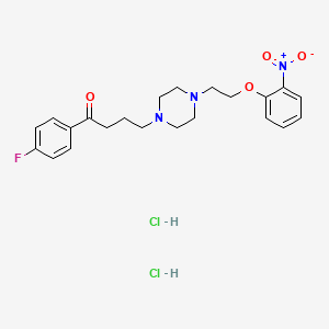 molecular formula C22H28Cl2FN3O4 B14673163 1-Butanone, 1-(4-fluorophenyl)-4-(4-(2-(2-nitrophenoxy)ethyl)-1-piperazinyl)-, dihydrochloride CAS No. 40987-00-6