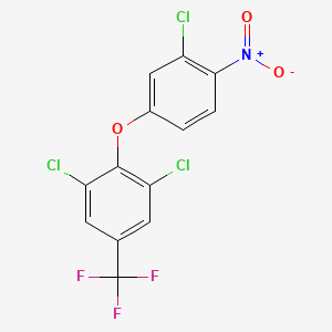 molecular formula C13H5Cl3F3NO3 B14673284 1,3-Dichloro-2-(3-chloro-4-nitrophenoxy)-5-(trifluoromethyl)benzene CAS No. 42875-00-3