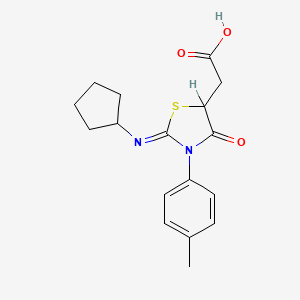 molecular formula C17H20N2O3S B14673542 2-(Cyclopentylimino)-4-oxo-3-(p-tolyl)-5-thiazolidineacetic acid CAS No. 39964-47-1