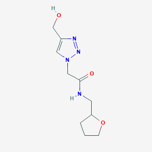 molecular formula C10H16N4O3 B1467383 2-[4-(hydroxymethyl)-1H-1,2,3-triazol-1-yl]-N-[(oxolan-2-yl)methyl]acetamide CAS No. 1283762-62-8
