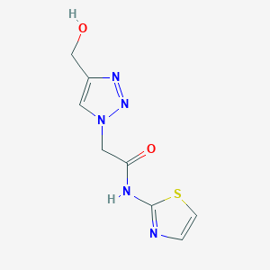molecular formula C8H9N5O2S B1467386 2-[4-(hydroxymethyl)-1H-1,2,3-triazol-1-yl]-N-(1,3-thiazol-2-yl)acetamide CAS No. 1247359-12-1