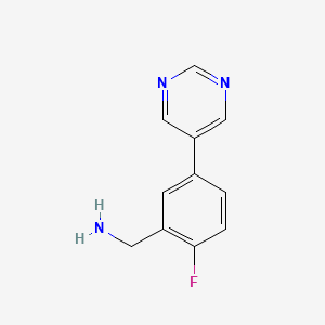 (2-Fluoro-5-(pyrimidin-5-yl)phenyl)methanamine