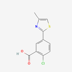 molecular formula C11H8ClNO2S B14674098 Benzoic acid, 2-chloro-5-(4-methyl-2-thiazolyl)- CAS No. 35195-87-0