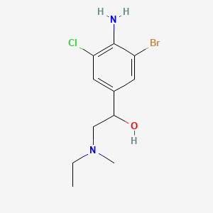 molecular formula C11H16BrClN2O B14674135 4-Amino-3-bromo-5-chloro-alpha-((ethylmethylamino)methyl)benzenemethanol CAS No. 37153-40-5