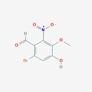 molecular formula C8H6BrNO5 B14674198 6-Bromo-4-hydroxy-3-methoxy-2-nitrobenzaldehyde CAS No. 36225-16-8