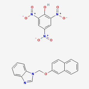 molecular formula C24H17N5O8 B14674211 Benzimidazole, 1-((2-naphthyloxy)methyl)-, picrate CAS No. 34703-77-0