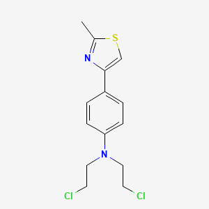 molecular formula C14H16Cl2N2S B14674223 Thiazole, 4-[4-[bis(2-chloroethyl)amino]phenyl]-2-methyl- CAS No. 33742-56-2