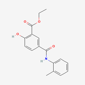 molecular formula C17H17NO4 B14674269 Benzoic acid, 2-hydroxy-5-(((2-methylphenyl)amino)carbonyl)-, ethyl ester CAS No. 38507-88-9