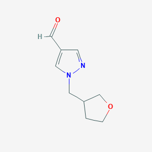 molecular formula C9H12N2O2 B1467491 1-((tetrahydrofuran-3-yl)methyl)-1H-pyrazole-4-carbaldehyde CAS No. 1339517-49-5