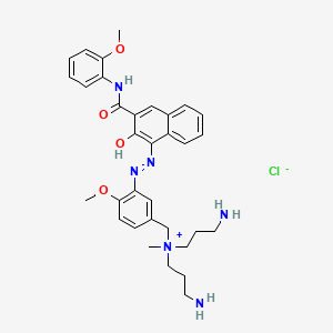 Benzenemethanaminium, N,N-bis(3-aminopropyl)-3-((2-hydroxy-3-(((2-methoxyphenyl)amino)carbonyl)-1-naphthalenyl)azo)-4-methoxy-N-methyl-, chloride