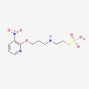 molecular formula C10H15N3O6S2 B14675077 Ethanethiol, 2-(3-(3-nitro-2-pyridyloxy)propyl)amino-, hydrogen sulfate (ester) CAS No. 41286-97-9