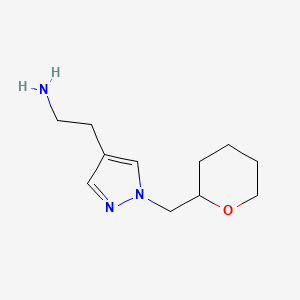 molecular formula C11H19N3O B1467511 2-{1-[(oxan-2-yl)methyl]-1H-pyrazol-4-yl}ethan-1-amine CAS No. 1341847-76-4