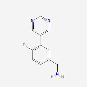 (4-Fluoro-3-(pyrimidin-5-yl)phenyl)methanamine