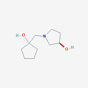 molecular formula C10H19NO2 B1467589 (3R)-1-[(1-hydroxycyclopentyl)methyl]pyrrolidin-3-ol CAS No. 1568255-97-9