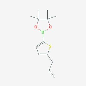 molecular formula C13H21BO2S B1467591 4,4,5,5-四甲基-2-(5-丙硫代吩-2-基)-1,3,2-二氧杂硼环丁烷 CAS No. 1473358-18-7