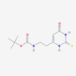 molecular formula C11H17N3O3S B1467615 tert-Butyl 2-(6-oxo-2-sulfanyl-1,6-dihydro-4-pyrimidinyl)ethylcarbamate CAS No. 1353502-62-1
