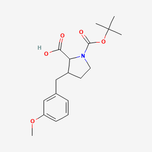 molecular formula C18H25NO5 B1467616 1-(tert-Butoxycarbonyl)-3-(3-methoxybenzyl)proline CAS No. 2197409-77-9