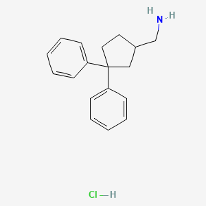 molecular formula C18H22ClN B14676168 3,3-Diphenylcyclopentanemethylamine hydrochloride CAS No. 39617-57-7