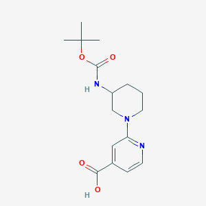 molecular formula C16H23N3O4 B1467627 2-(3-((Tert-butoxycarbonyl)amino)piperidin-1-yl)isonicotinic acid CAS No. 1356542-84-1