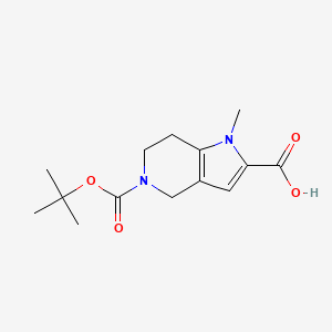 molecular formula C14H20N2O4 B1467662 5-(tert-butoxycarbonyl)-1-methyl-4,5,6,7-tetrahydro-1H-pyrrolo[3,2-c]pyridine-2-carboxylic acid CAS No. 1135123-91-9