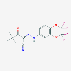 4,4-Dimethyl-3-oxo-2-[2-(2,2,3,3-tetrafluoro-2,3-dihydro-1,4-benzodioxin-6-yl)hydrazinylidene]pentanenitrile