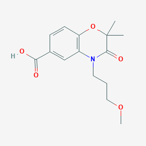 molecular formula C15H19NO5 B1467709 4-(3-Methoxypropyl)-2,2-dimethyl-3-oxo-3,4-dihydro-2h-1,4-benzoxazine-6-carboxylic acid CAS No. 1163280-59-8