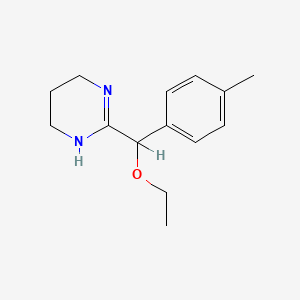 molecular formula C14H20N2O B14677106 3,4,5,6-Tetrahydro-2-(alpha-ethoxy-4-methylbenzyl)pyrimidine CAS No. 33235-94-8