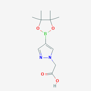 molecular formula C11H17BN2O4 B1467713 4-(4,4,5,5-四甲基-1,3,2-二恶杂硼烷-2-基)-1H-吡唑-1-乙酸 CAS No. 1083326-41-3