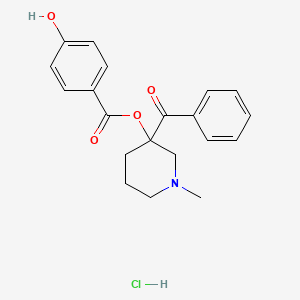 (+-)-1-Methyl-3-benzoyl-3-(p-hydroxybenzoyloxy)piperidine hydrochloride hemihydrate