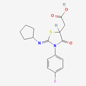 2-(Cyclopentylimino)-3-(p-iodophenyl)-4-oxo-5-thiazolidineacetic acid