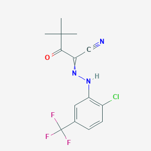 2-{2-[2-Chloro-5-(trifluoromethyl)phenyl]hydrazinylidene}-4,4-dimethyl-3-oxopentanenitrile