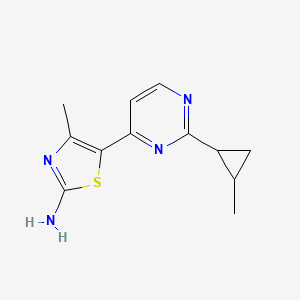 molecular formula C12H14N4S B1467781 4-Methyl-5-(2-(2-methylcyclopropyl)-pyrimidin-4-yl)thiazol-2-amine CAS No. 1217487-43-8