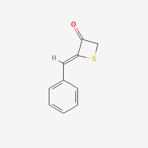 molecular formula C10H8OS B14678116 (2Z)-2-benzylidene-thietan-3-one 